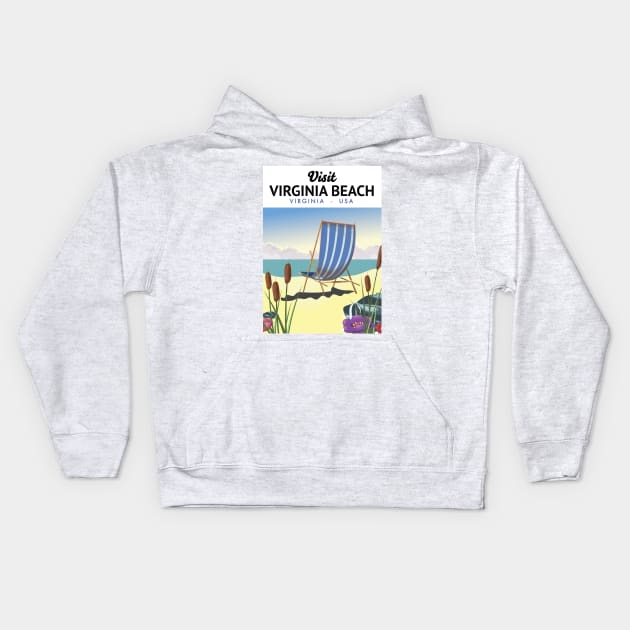 Virginia Beach Virginia USA travel poster Kids Hoodie by nickemporium1